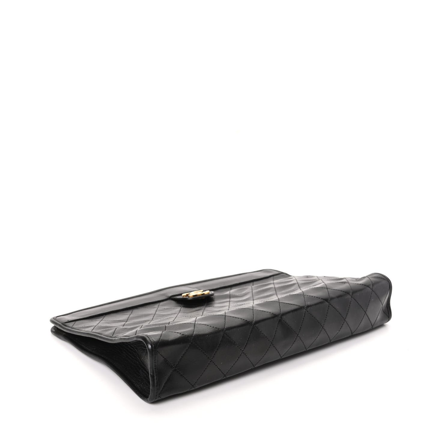 Lambskin Quilted CC Large Clutch Black