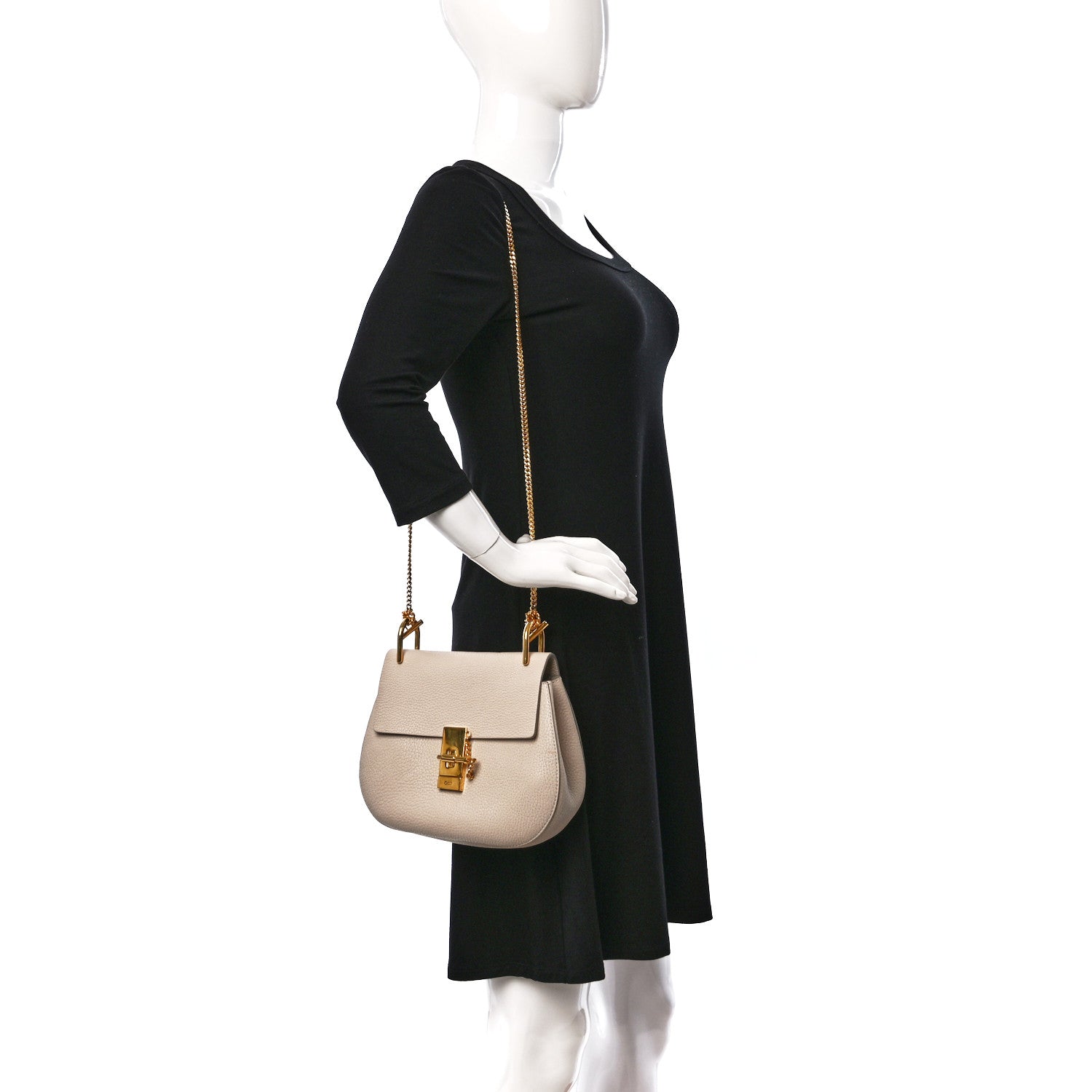 Chloe Grained Lambskin Drew Shoulder Bag Cement Pink 2 of 11