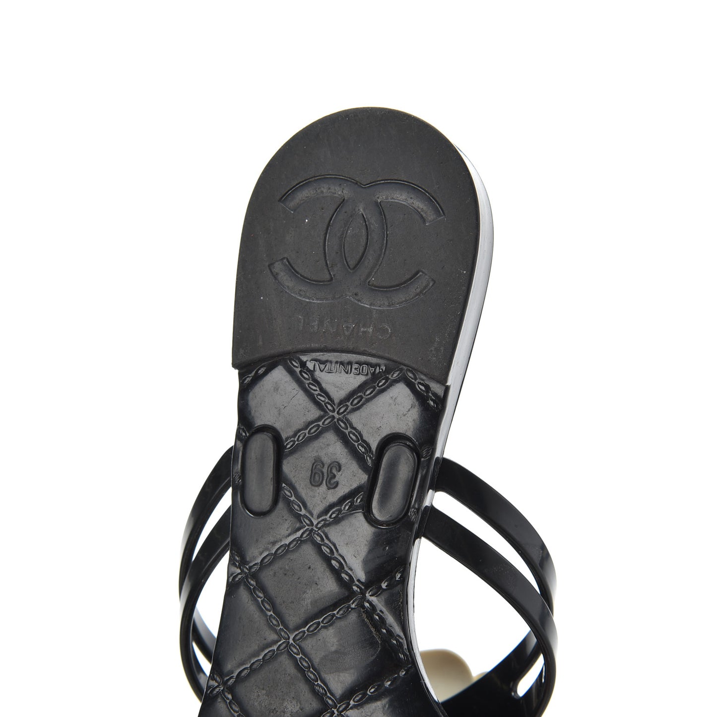 Jelly Camellia Thong Sandals 39 Black Ivory