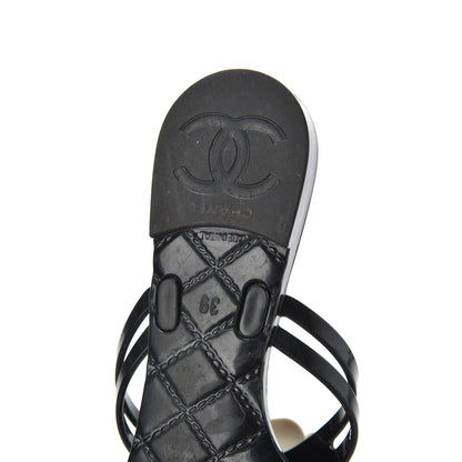 Chanel Jelly Camellia Thong Sandals 39 Black Ivory 12 of 14