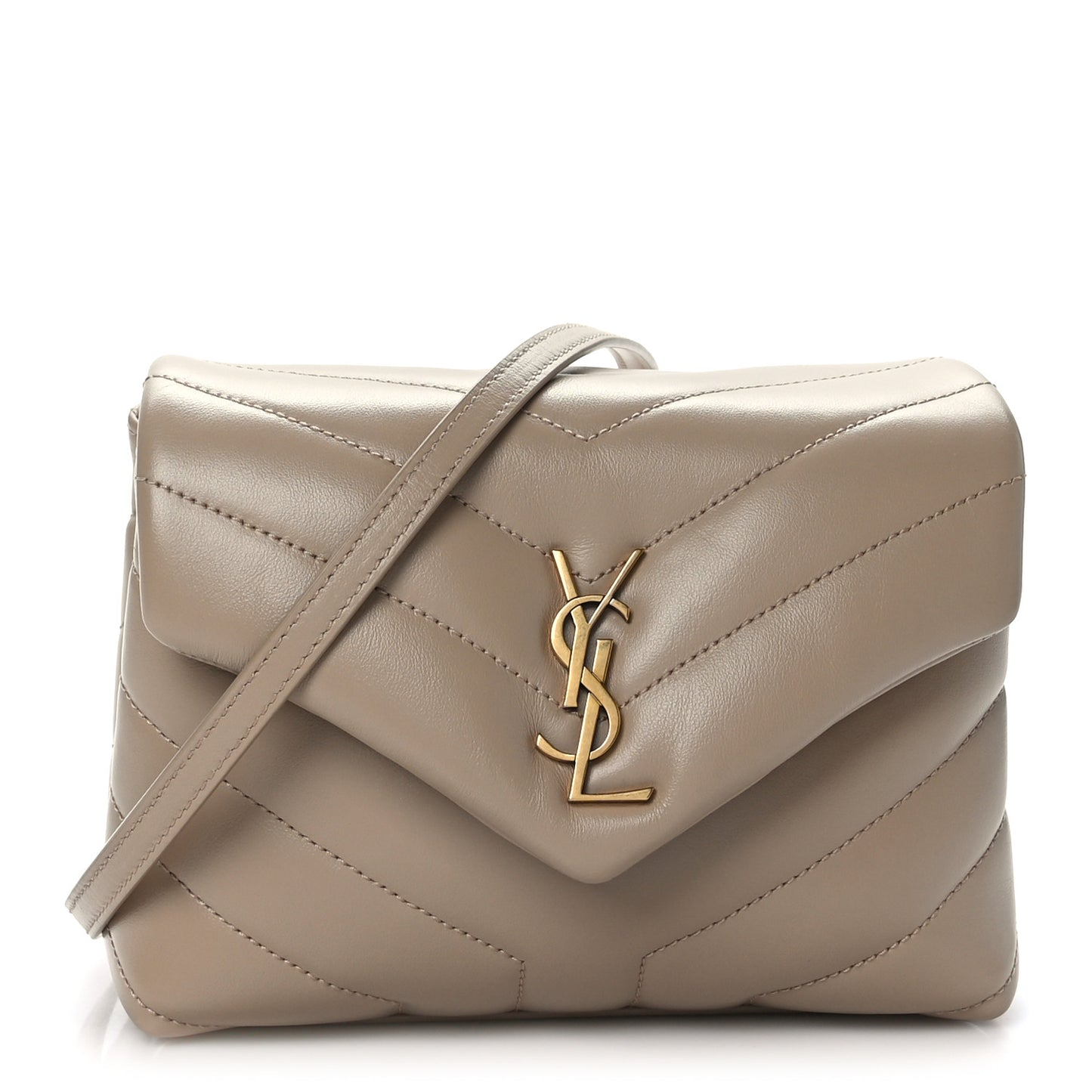 Calfskin Y Quilted Monogram Toy Loulou Crossbody Bag Dark Beige