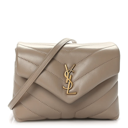 Saint Laurent Calfskin Y Quilted Monogram Toy Loulou Crossbody Bag Dark Beige 1 of 9