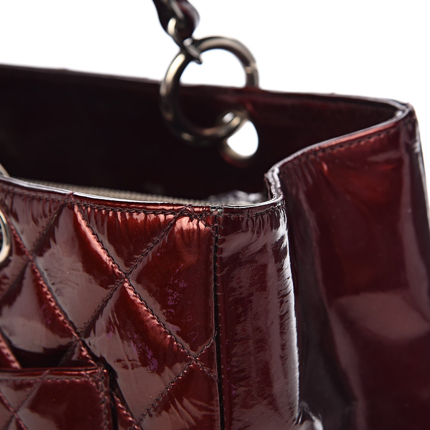 Chanel Patent Quilted Grand Shopping Tote GST Dark Bordeaux 20 of 27