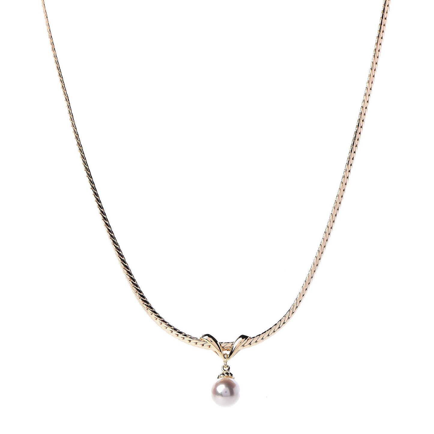 18K Yellow Gold Akoya Pearl 7mm Drop Pendant Necklace
