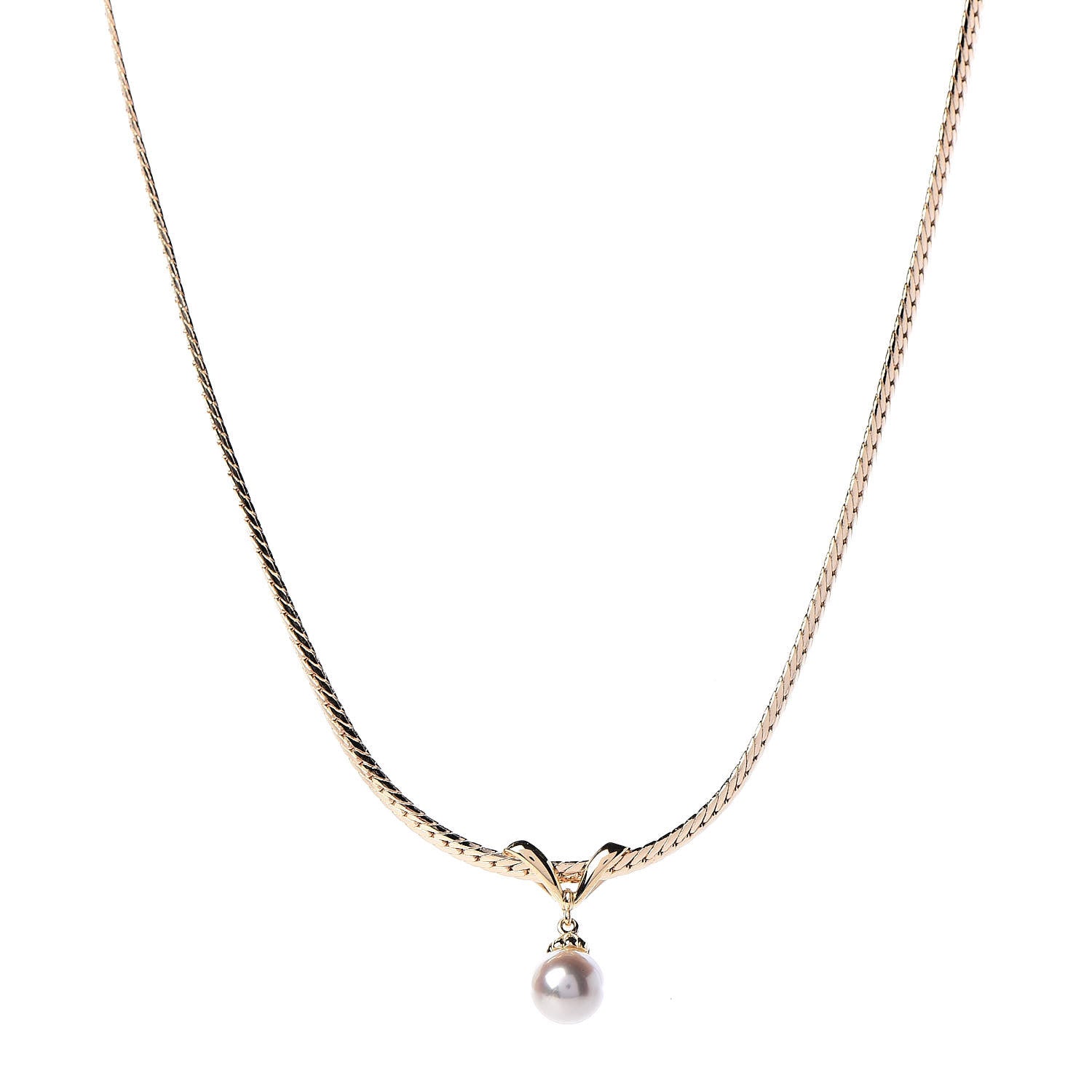 Mikimoto 18K Yellow Gold Akoya Pearl 7mm Drop Pendant Necklace 1 of 6
