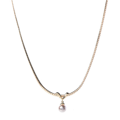 Mikimoto 18K Yellow Gold Akoya Pearl 7mm Drop Pendant Necklace 1 of 6