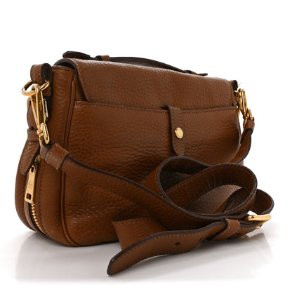 Prada Vitello Daino Double Buckle Messenger Bag Brown 3 of 10