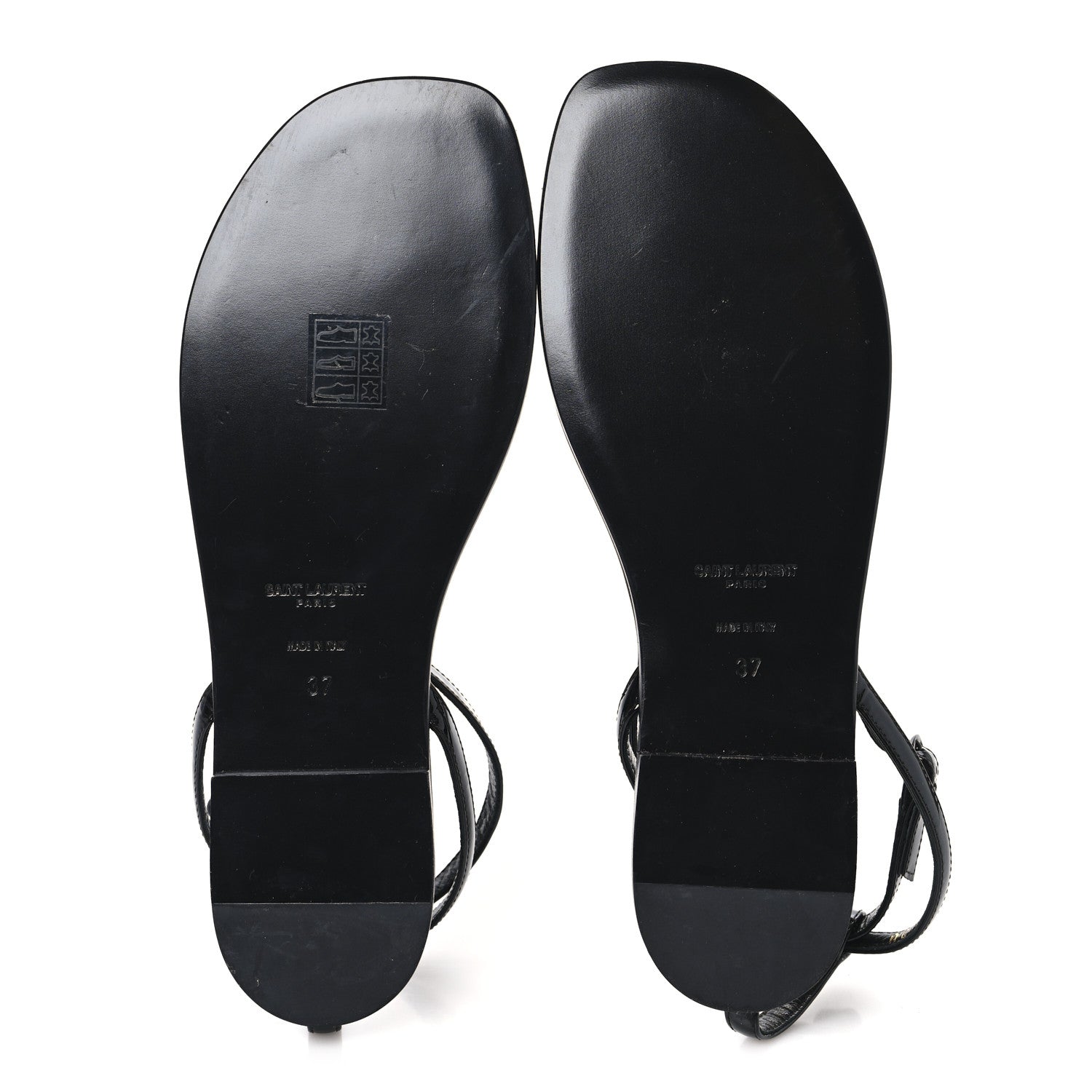 Saint Laurent Patent Calfskin Nu Pieds 05 Sandals 37 Black 6 of 9