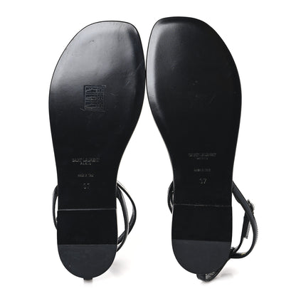 Saint Laurent Patent Calfskin Nu Pieds 05 Sandals 37 Black 6 of 9