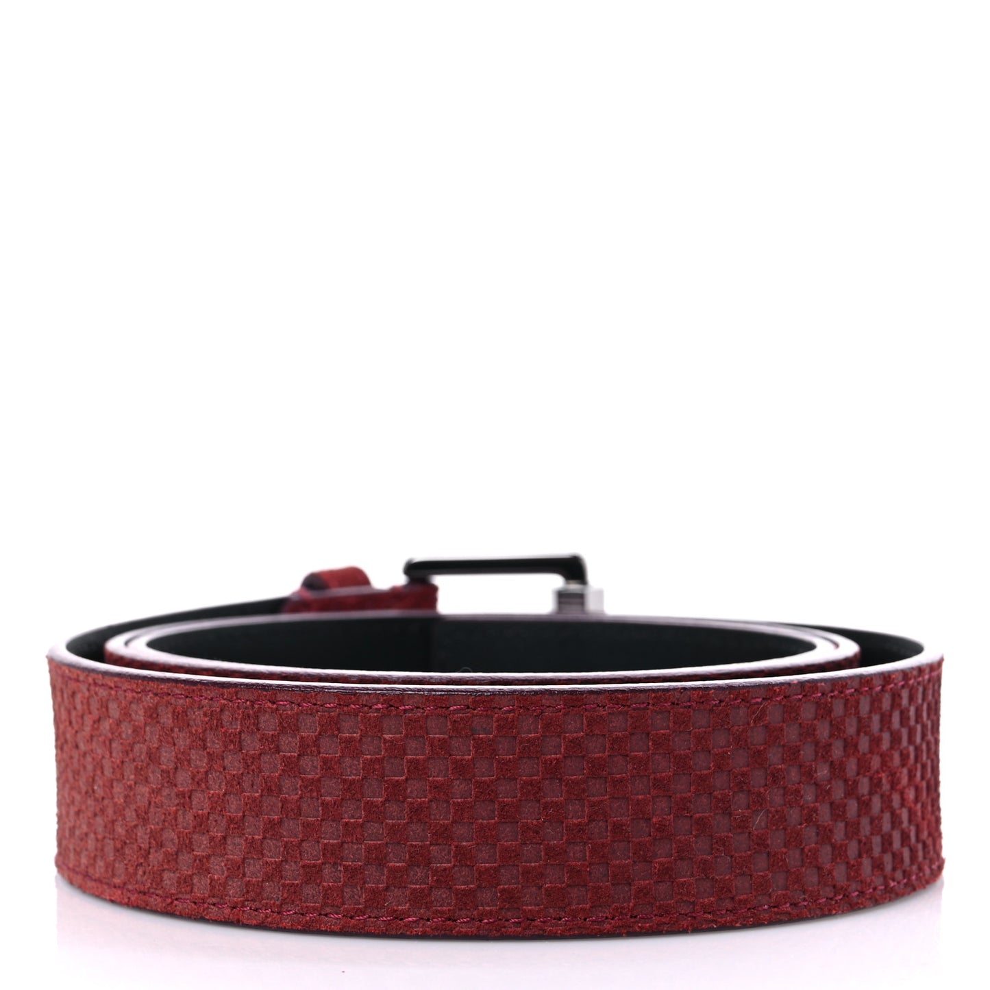 Suede Calfskin Mini Damier Belt 100 40 Bordeaux
