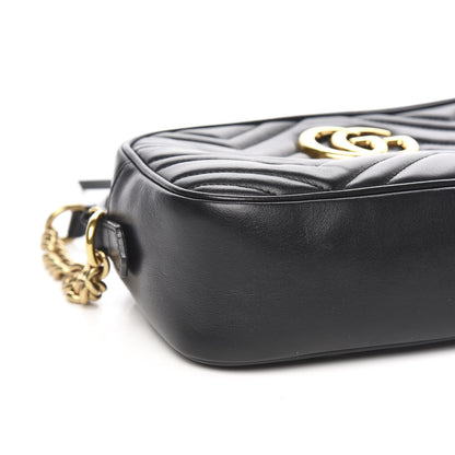 Gucci Calfskin Matelasse Small GG Marmont Chain Shoulder Bag Black 8 of 10