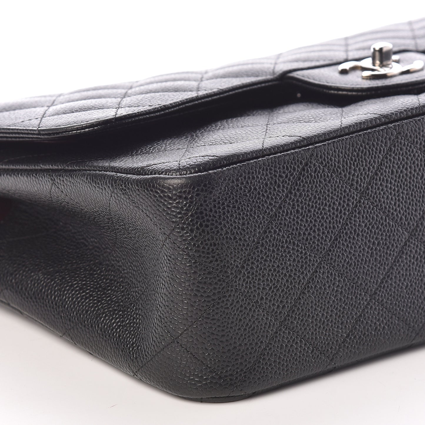Caviar Quilted Jumbo Double Flap Black