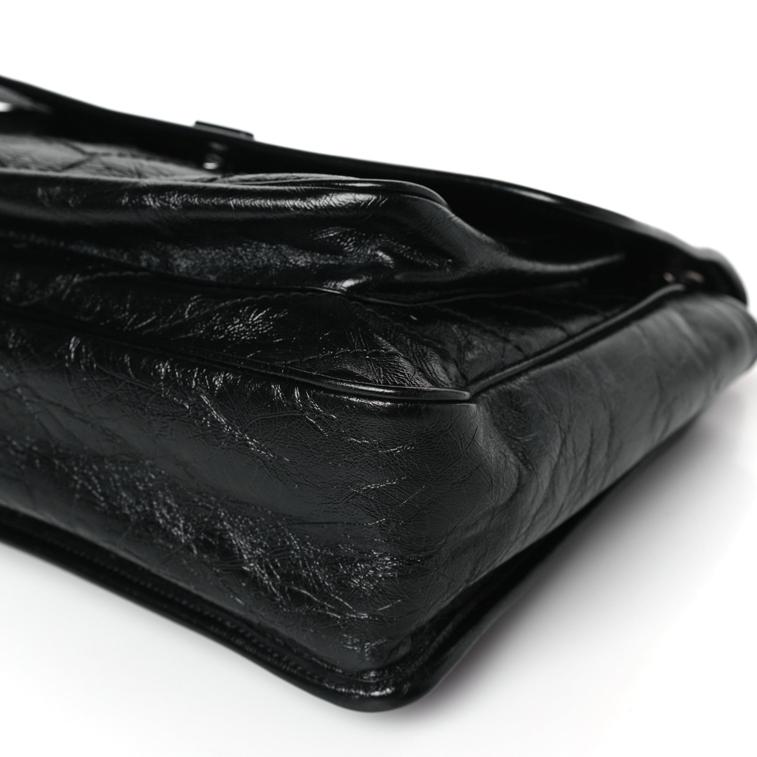 Saint Laurent Crinkled Calfskin Matelasse Monogram Large Niki Chain Satchel Black 9 of 9
