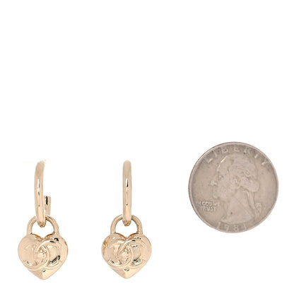 Chanel Metal CC Heart Turnlock Drop Earrings Gold 2 of 5