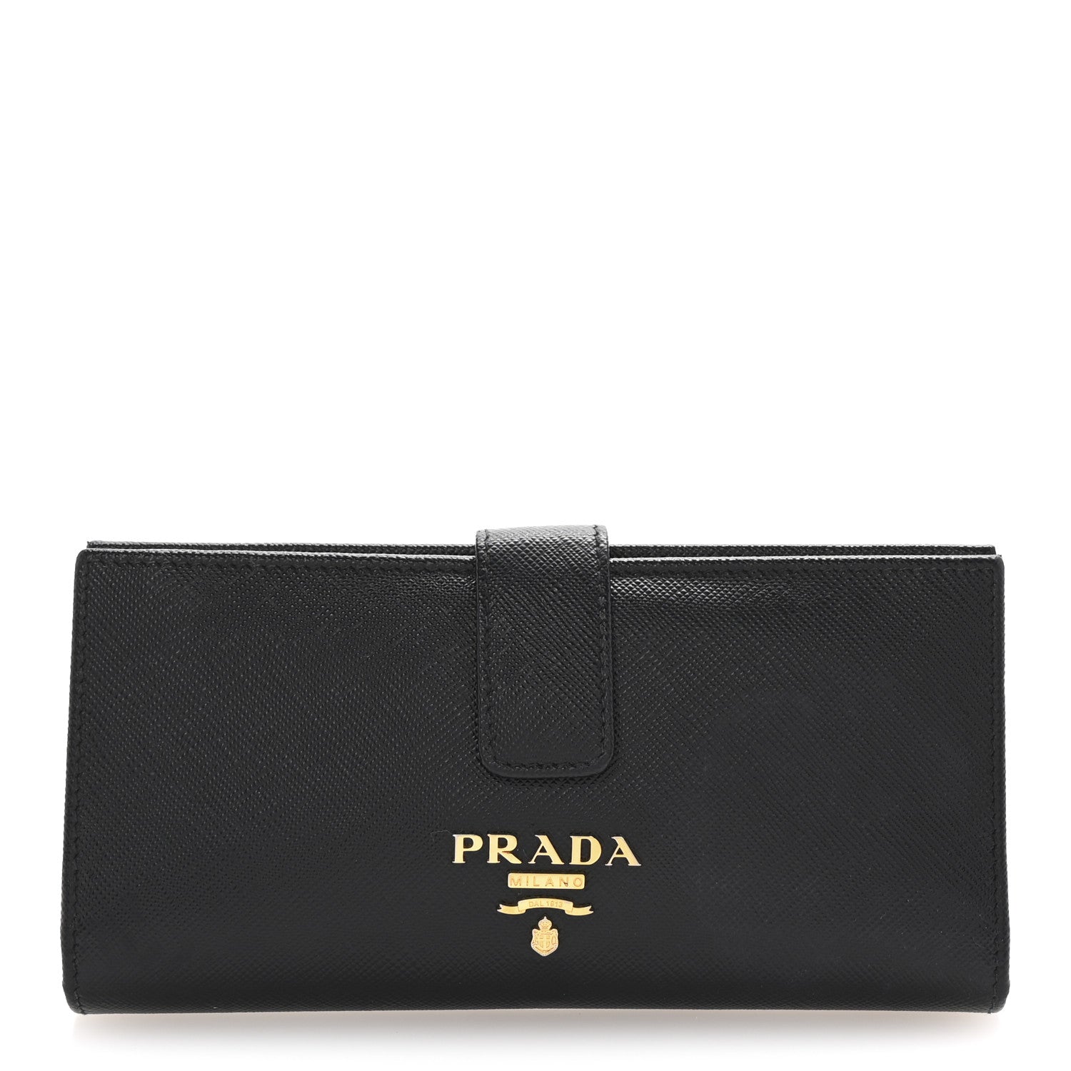 Prada Saffiano Metal Large Wallet Black 1 of 6