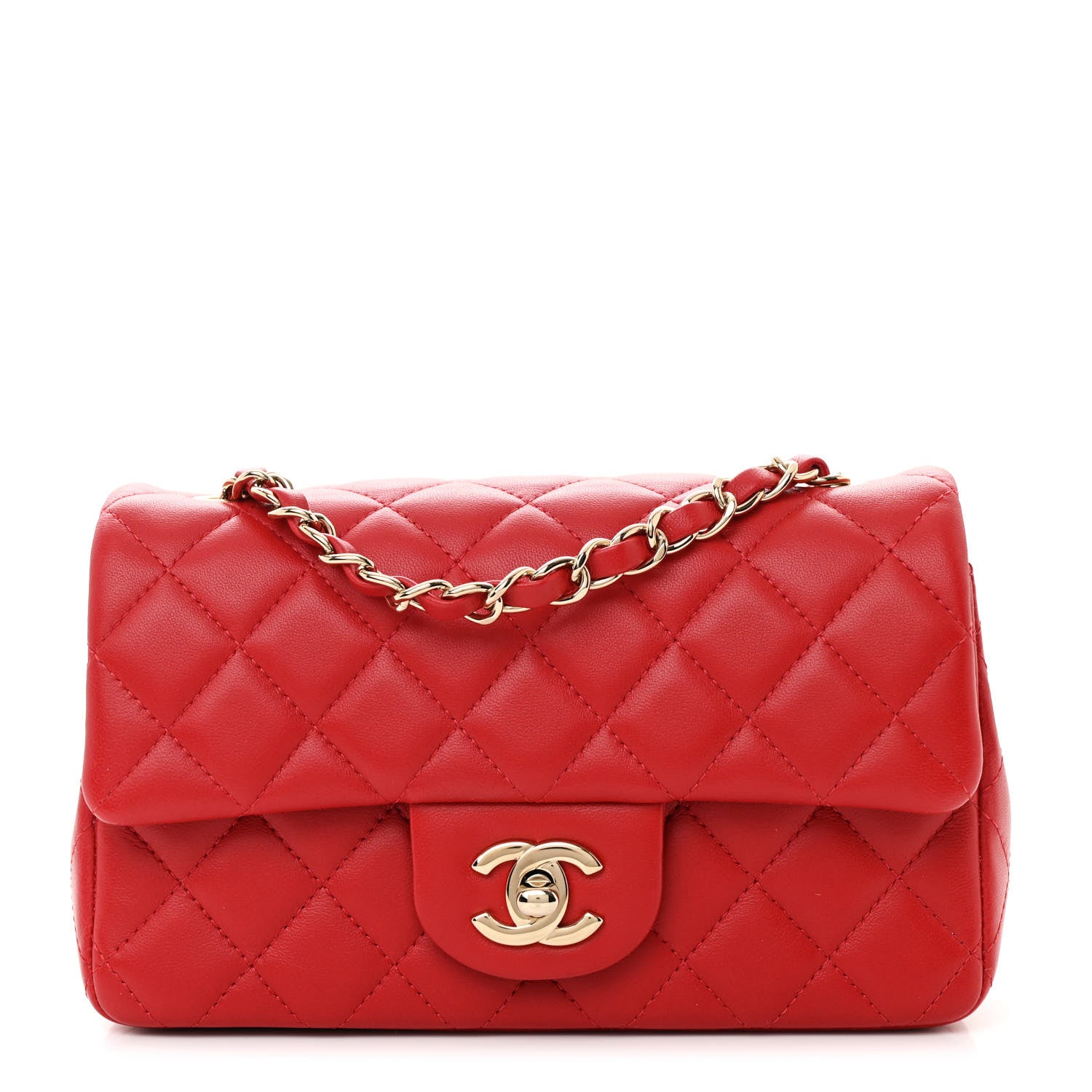 Chanel Lambskin Quilted Mini Rectangular Flap Red 1 of 10