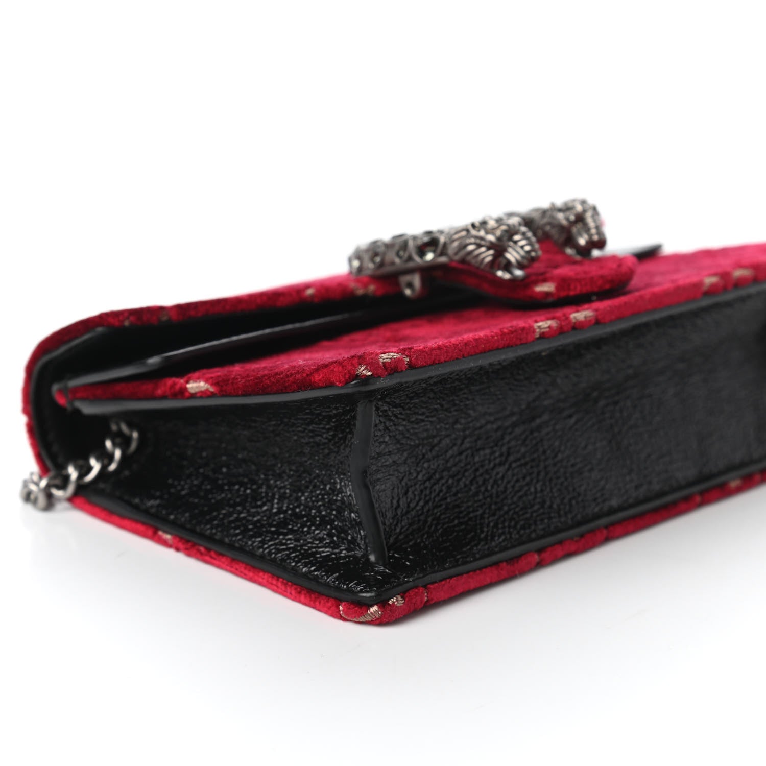 Gucci Velvet GG Monogram Super Mini Dionysus Shoulder Bag Red Cipria Black 6 of 9