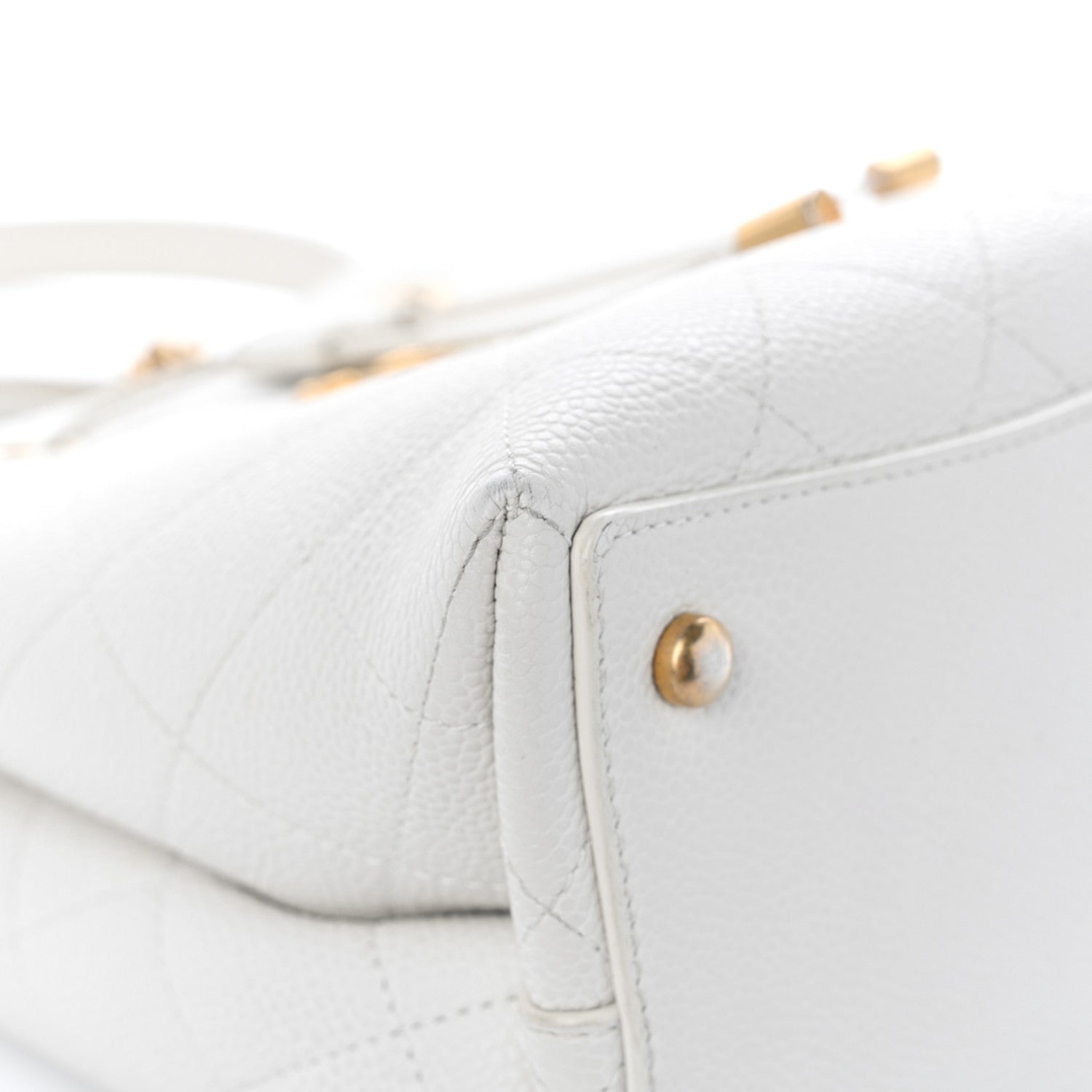 Chanel Grained Calfskin Stitched Small Drawstring Bag White 9 of 16