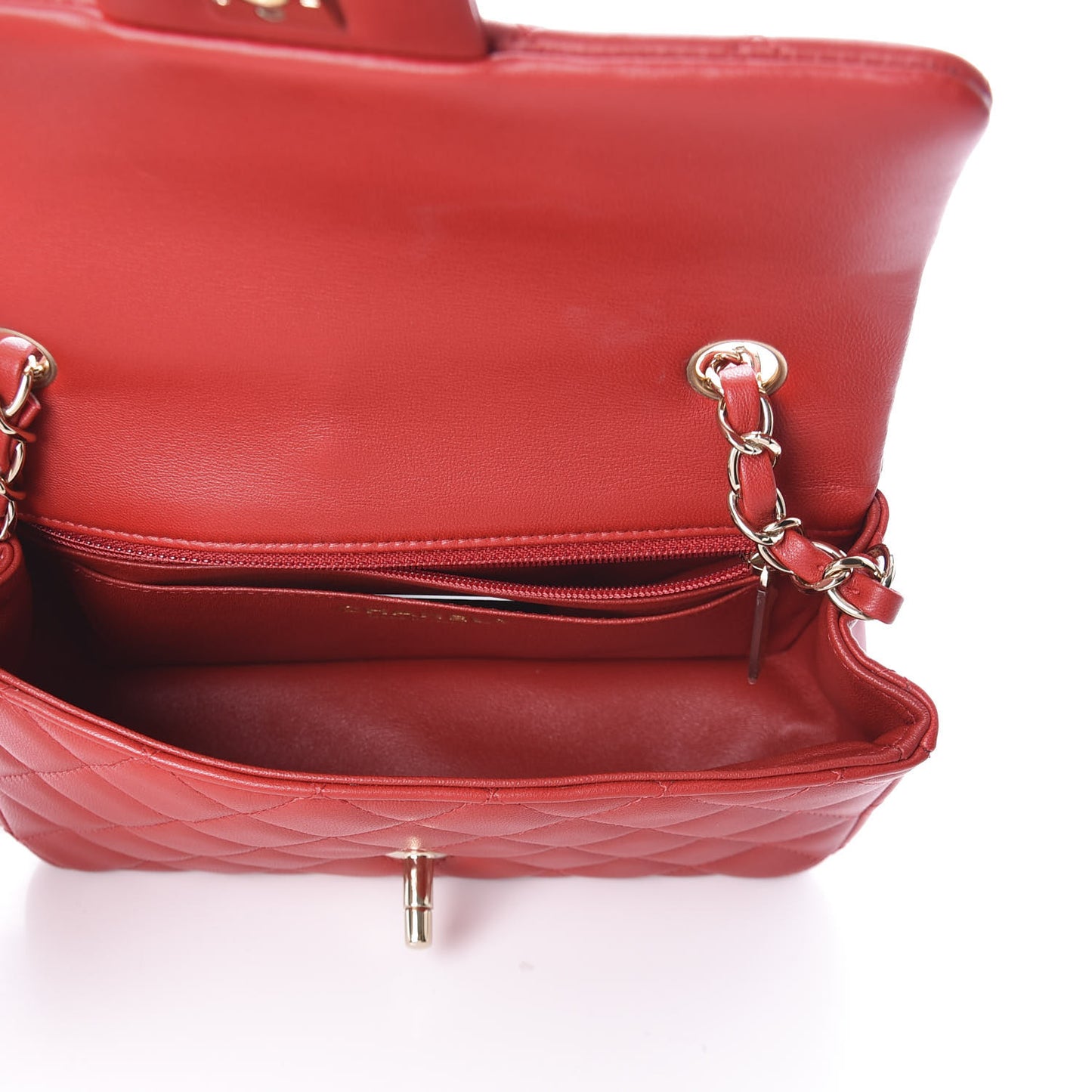 Lambskin Quilted Mini Rectangular Flap Red