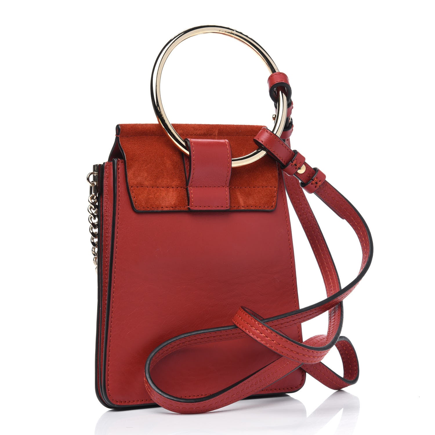 Chloe Suede Calfskin Mini Faye Bracelet Bag Earthy Red 2 of 5