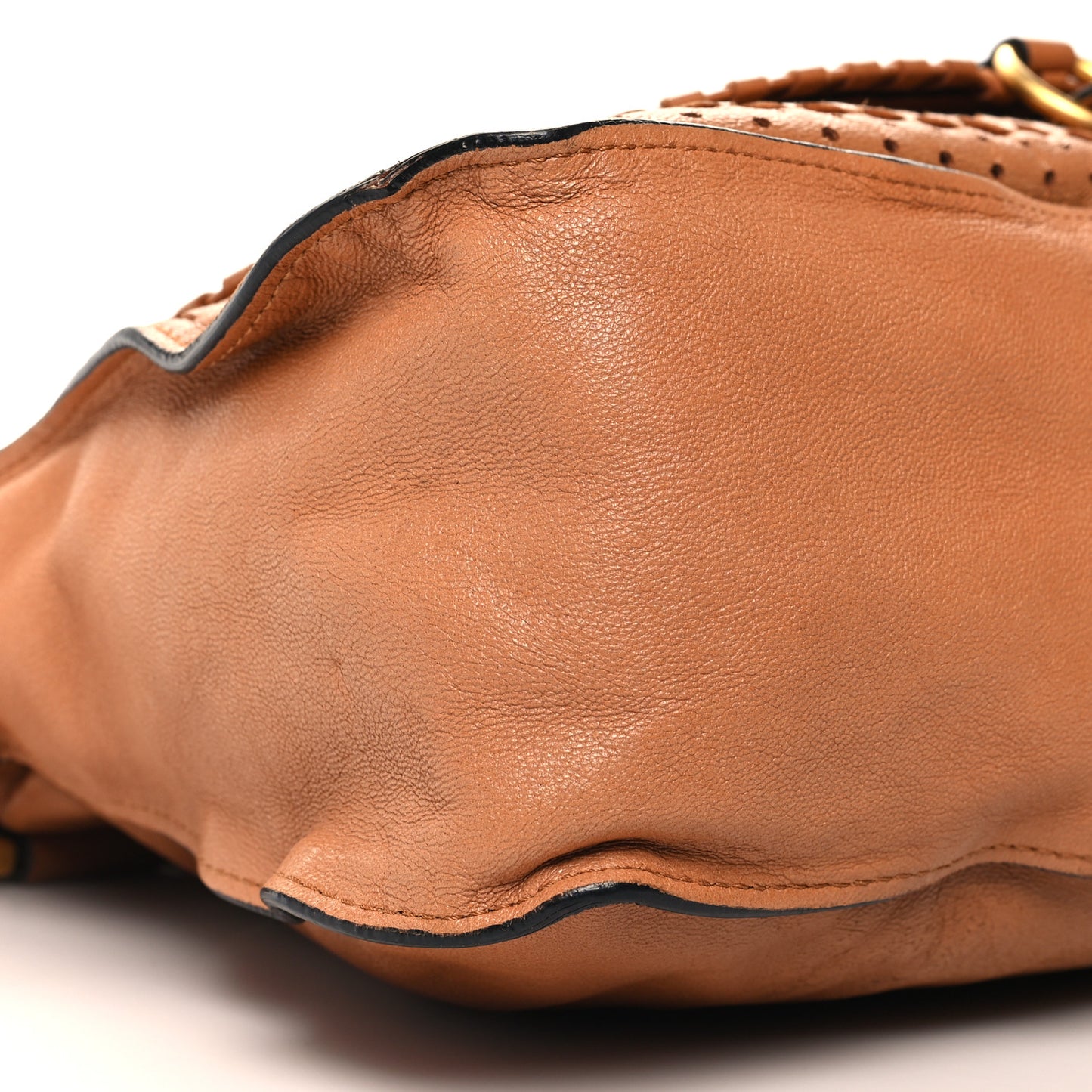Calfskin Embroidered Medium Marcie Satchel Tan