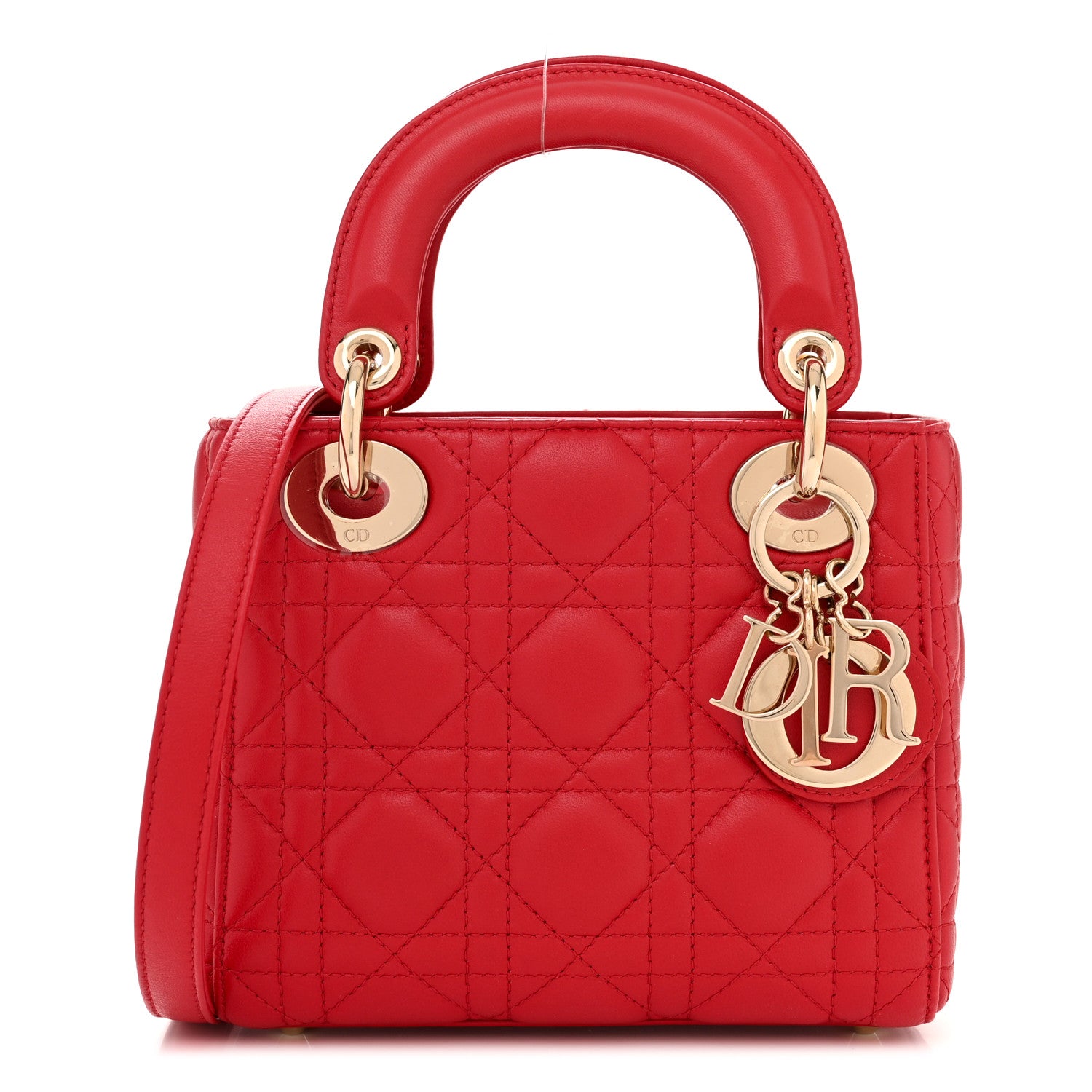 Christian Dior Lambskin Cannage Mini Lady Dior Red 1 of 11