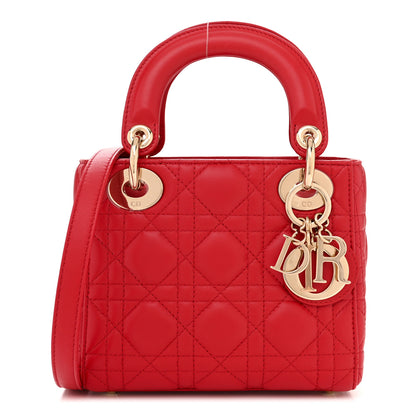 Christian Dior Lambskin Cannage Mini Lady Dior Red 1 of 11