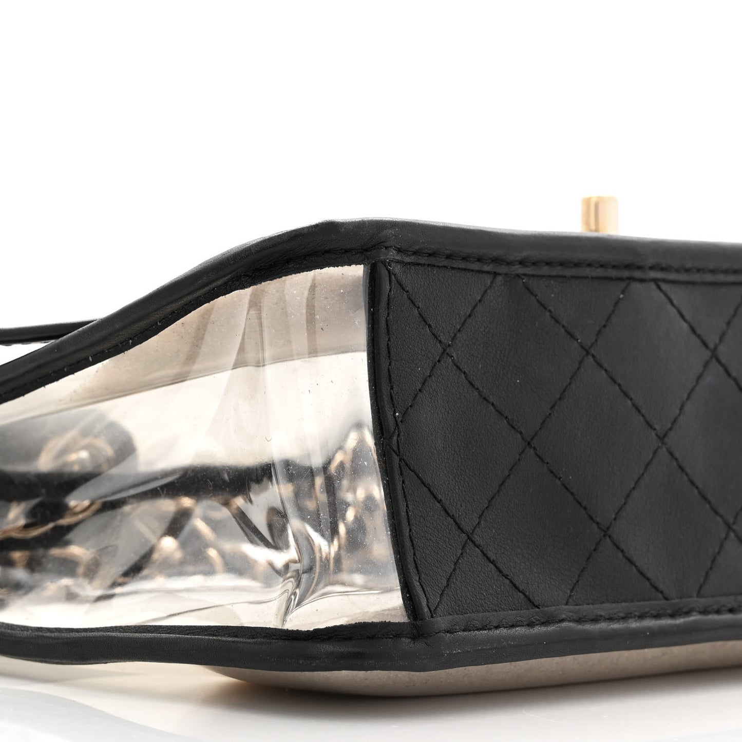 Lambskin PVC Sand By The Sea Flap With Pearl Strap Black