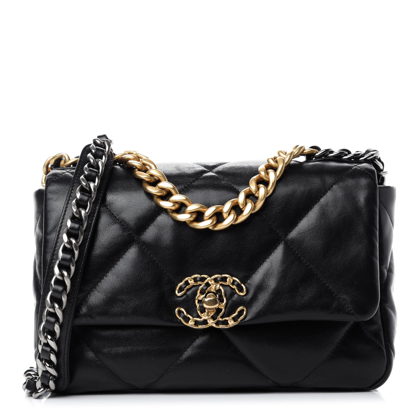 Goatskin Quilted Medium Chanel 19 Flap Black