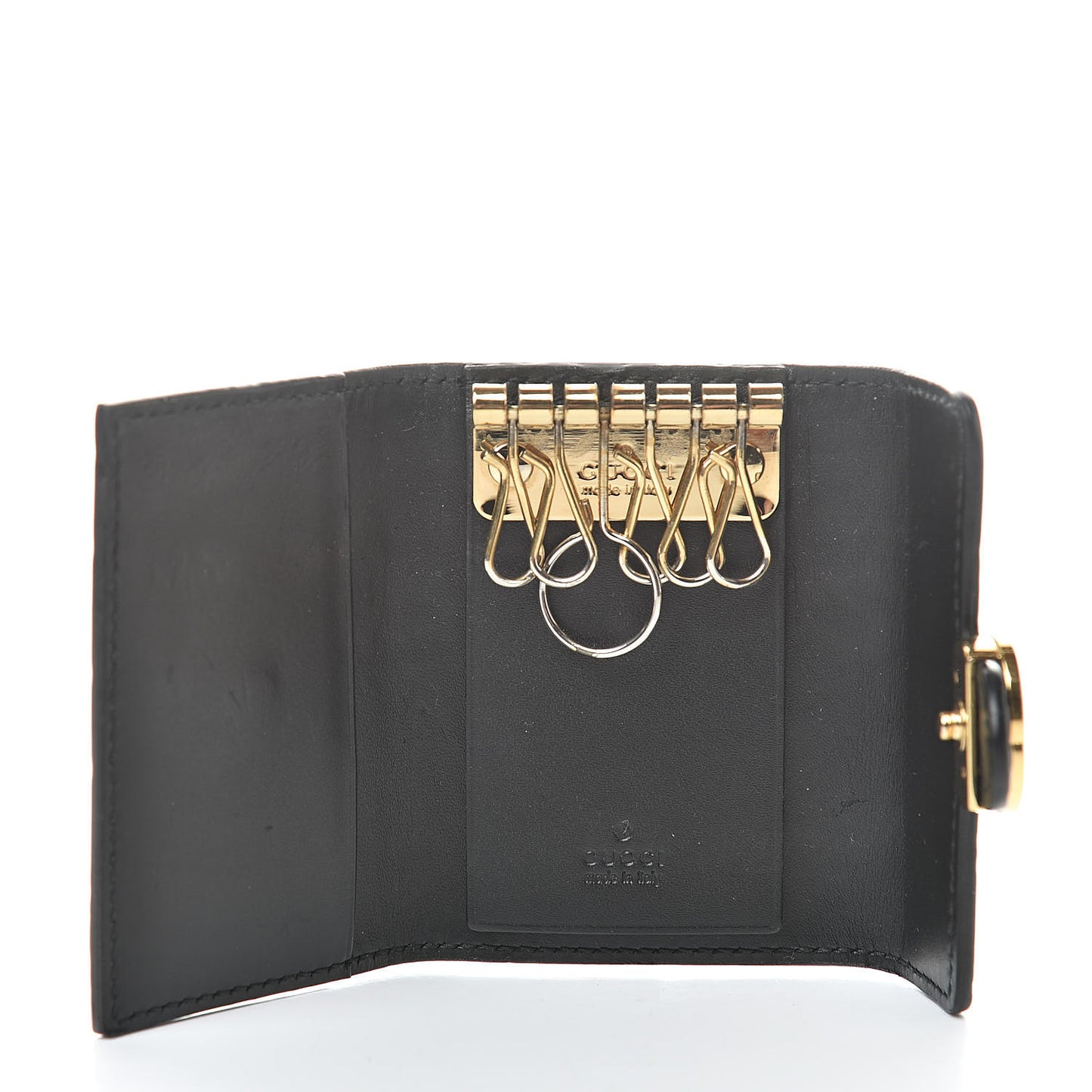 Guccissima Icon Signature 6 Key Holder Case Black
