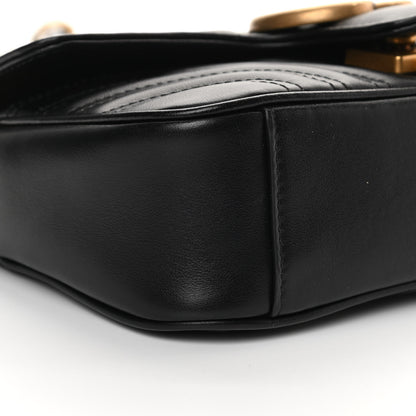 Gucci Calfskin Matelasse Mini GG Marmont Shoulder Bag Black 16 of 21