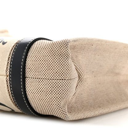 Chloe Linen Calfskin Small Woody Ribbon Tote White Black 10 of 13