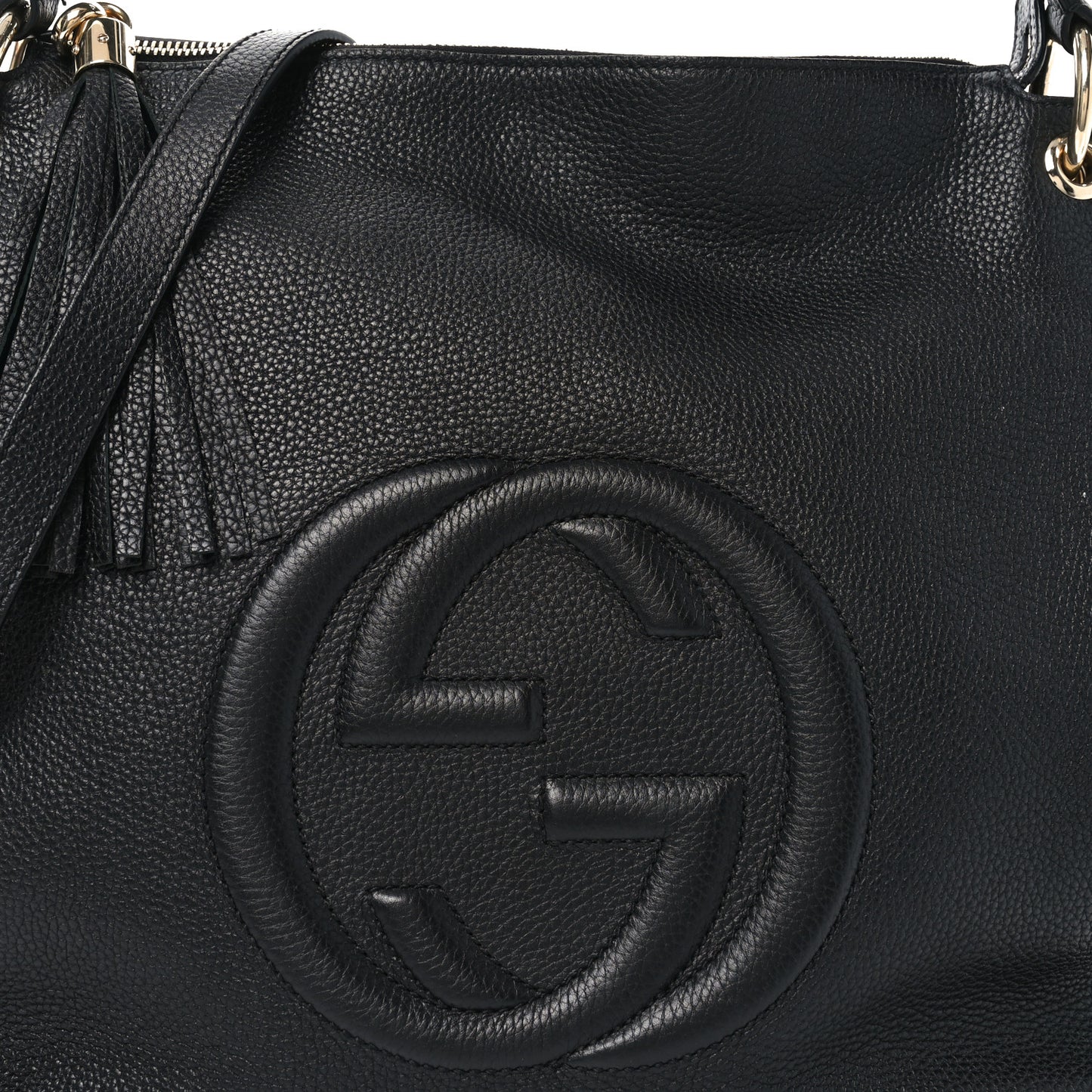 Pebbled Calfskin Large Soho Hobo Black