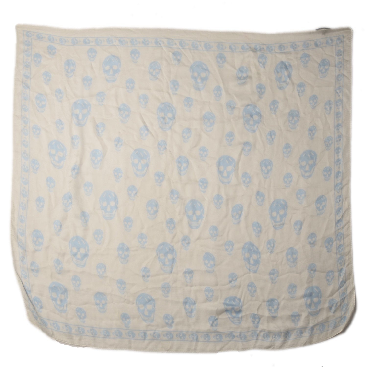 Alexander McQueen Silk Chiffon Skull Scarf Blue 2 of 4