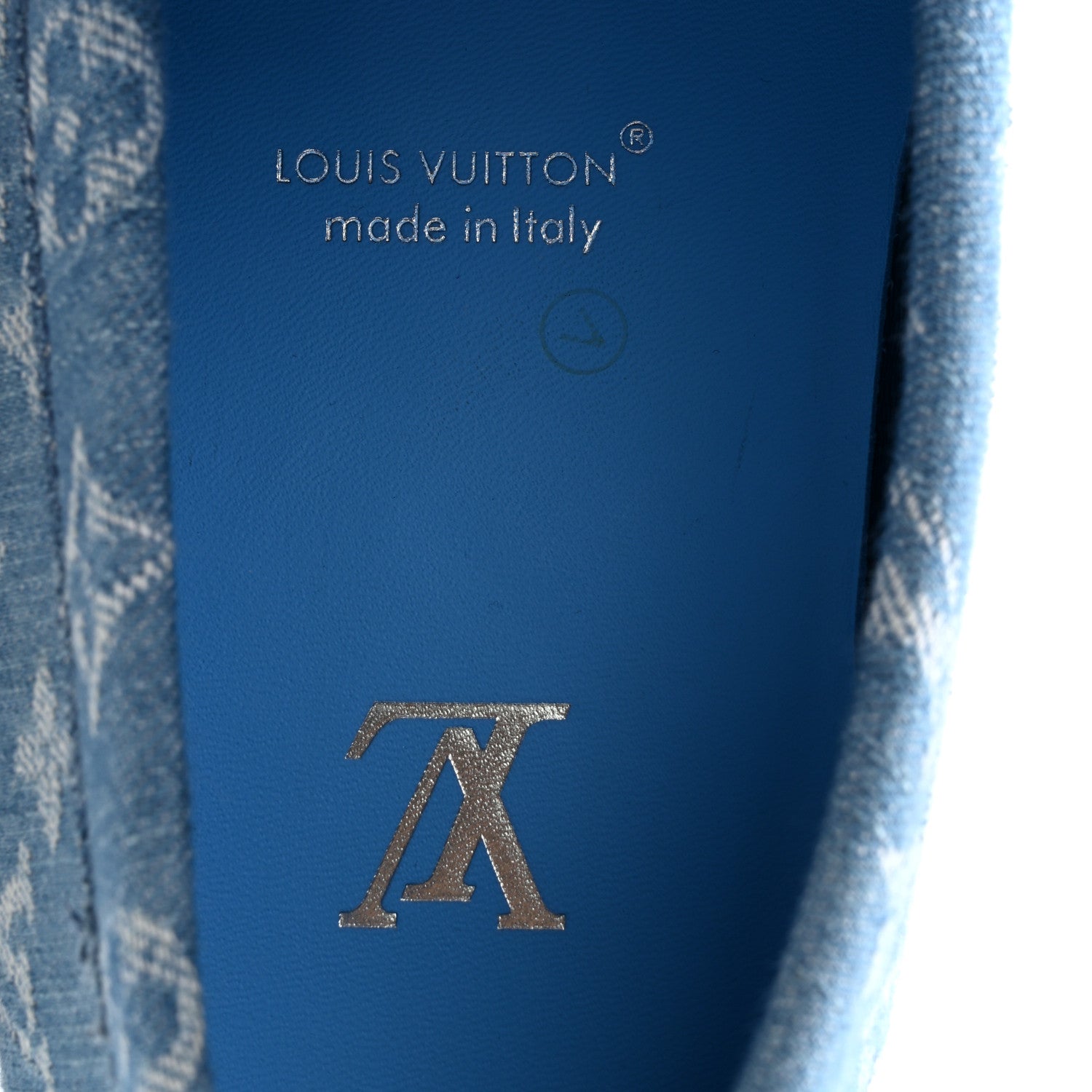 Louis Vuitton Monogram Denim Mens Driver Moccasin Loafers 8 Blue 7 of 10