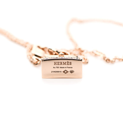 Hermes 18K Rose Gold Diamond Kelly Amulettes Pendant Necklace 4 of 5
