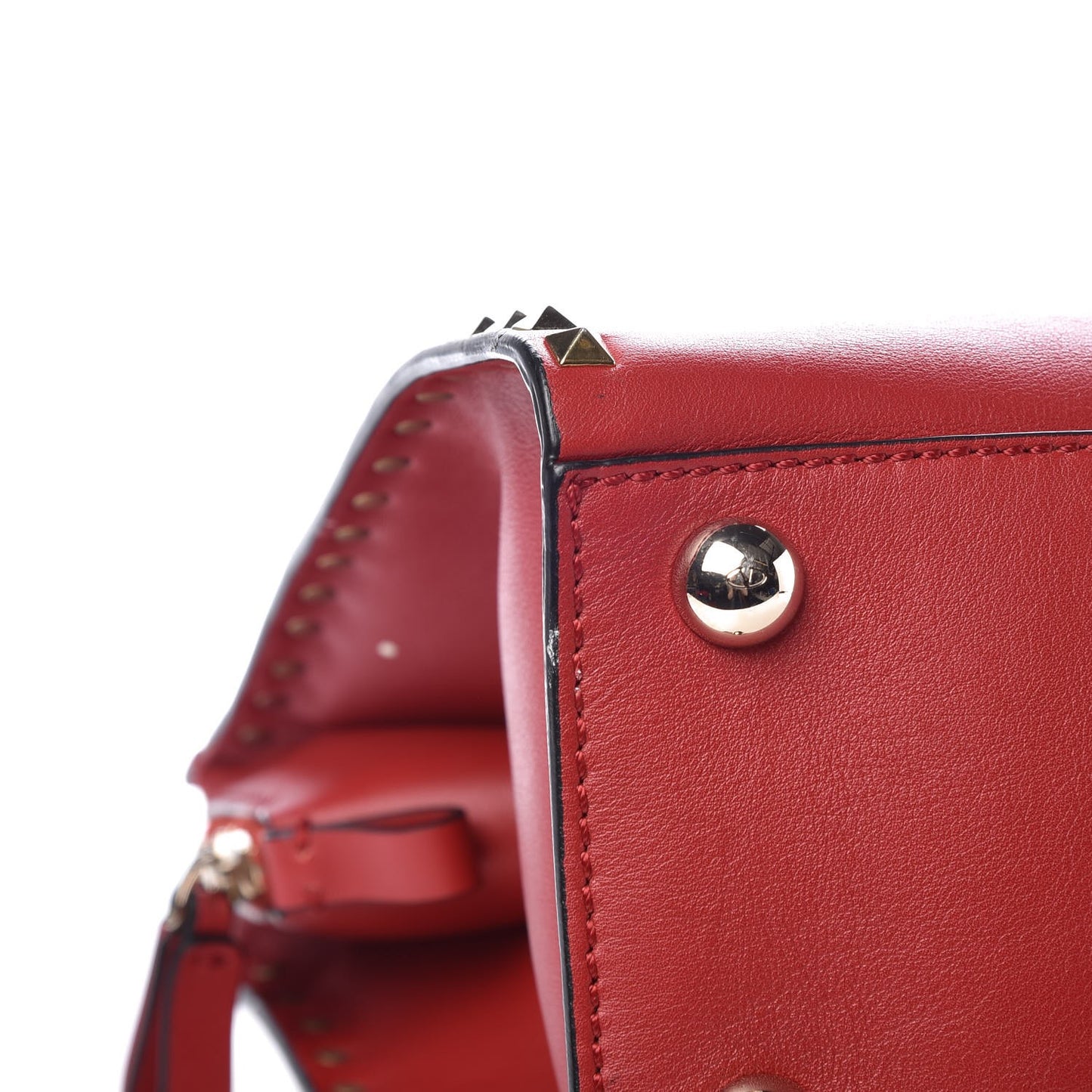 Vitello Rockstud Dome Shopper Rosso Valentino