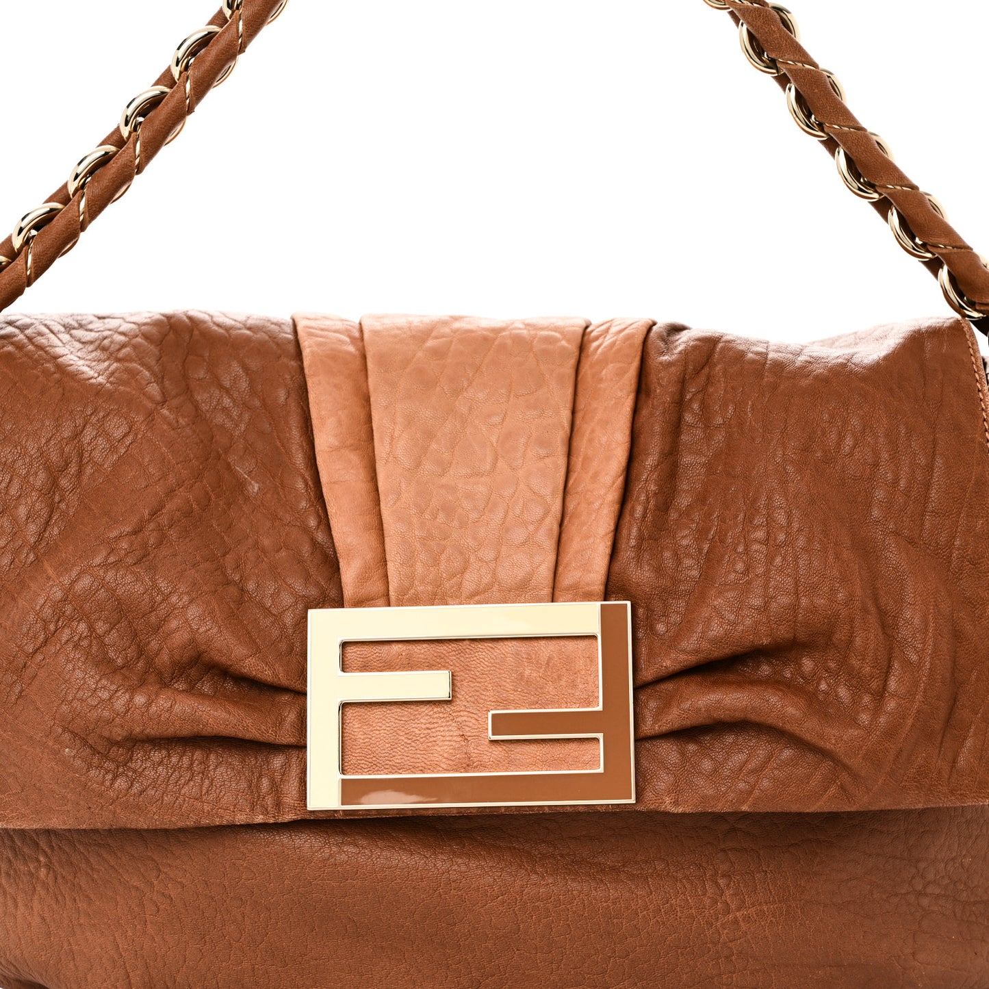 Crinkled Lambskin Mia Shoulder Flap Camel