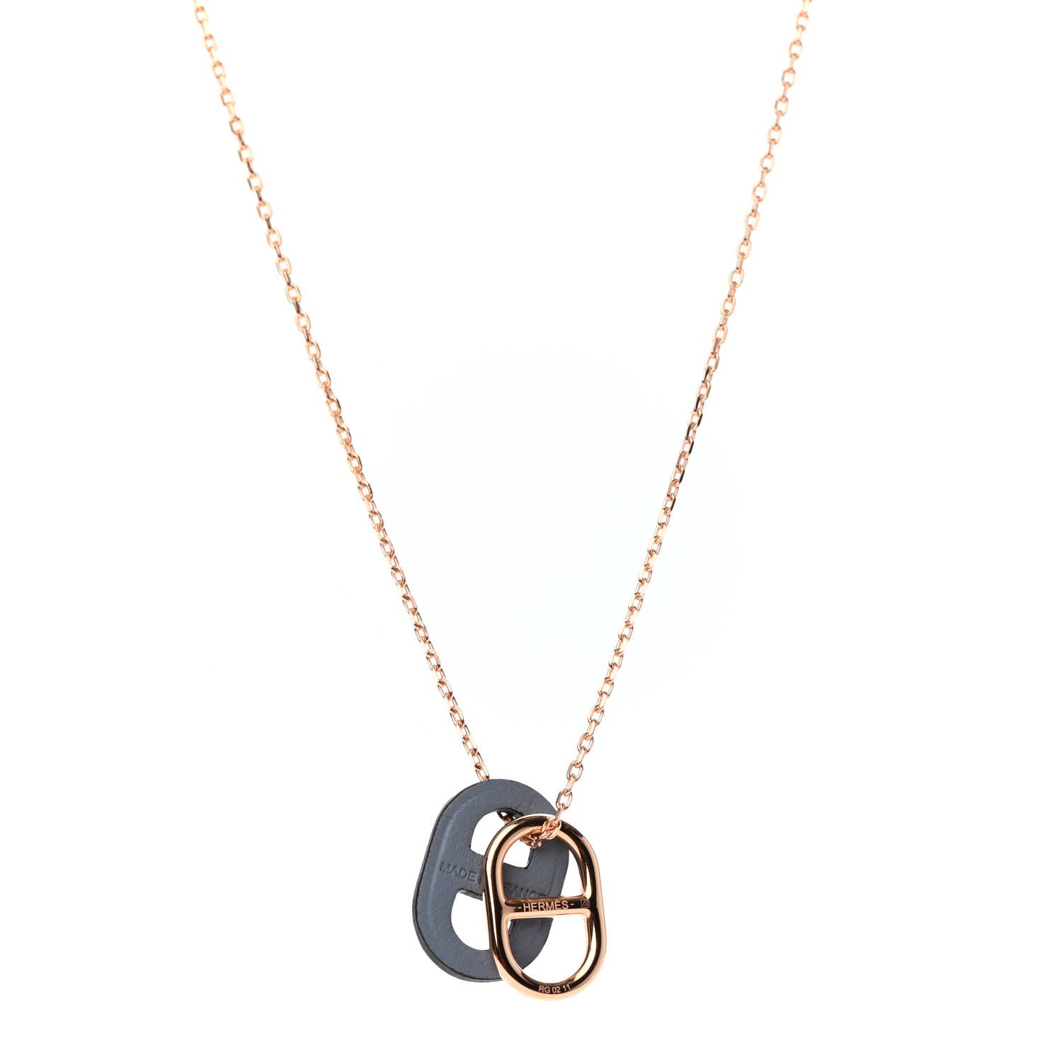 Hermes Swift O'Maillon Pendant Necklace Bleu Lin 1 of 4