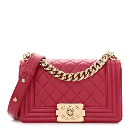 Chanel Lambskin Quilted Small Boy Flap Dark Pink 1 of 11