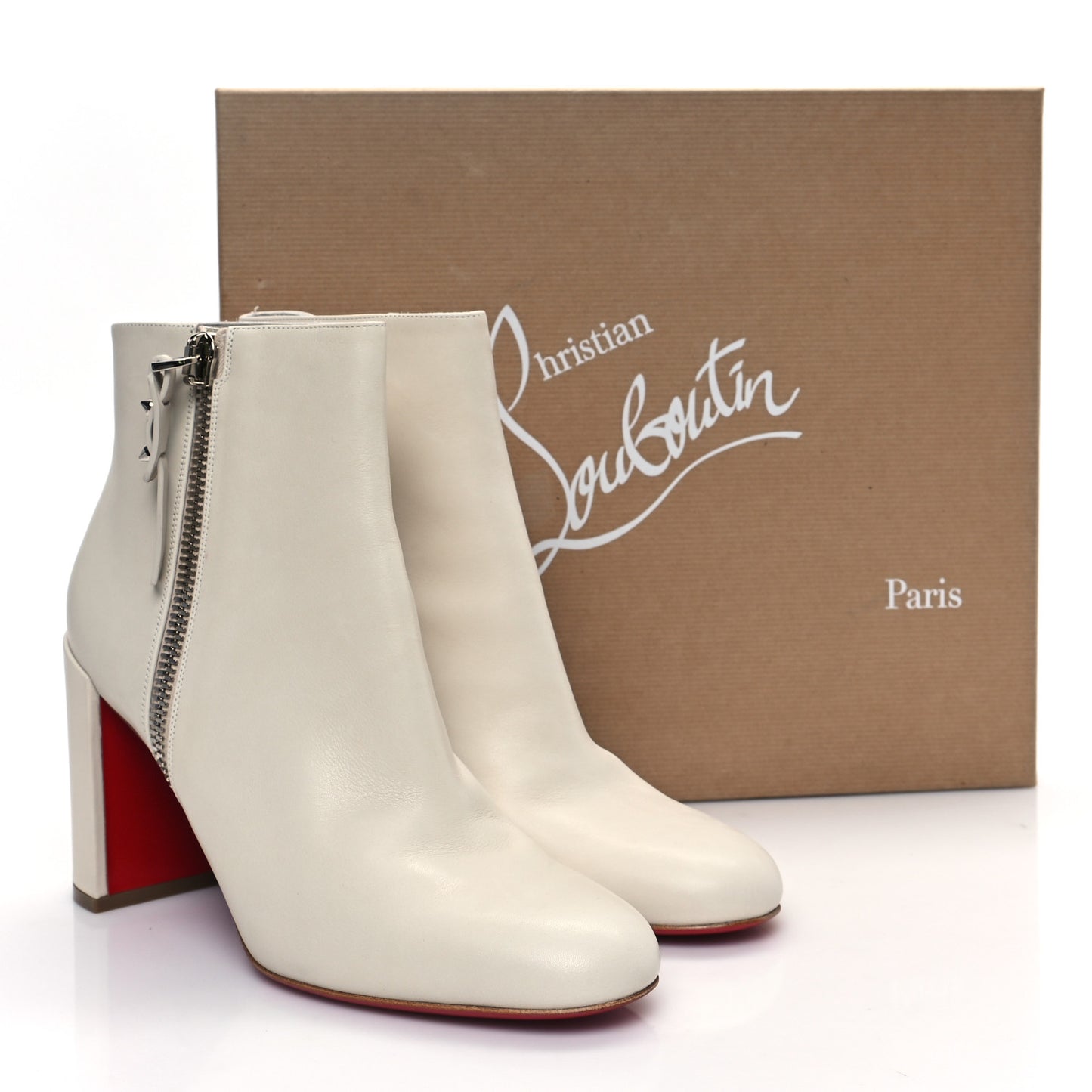 Calfskin Ziptotal 85 Ankle Boots 39.5 White