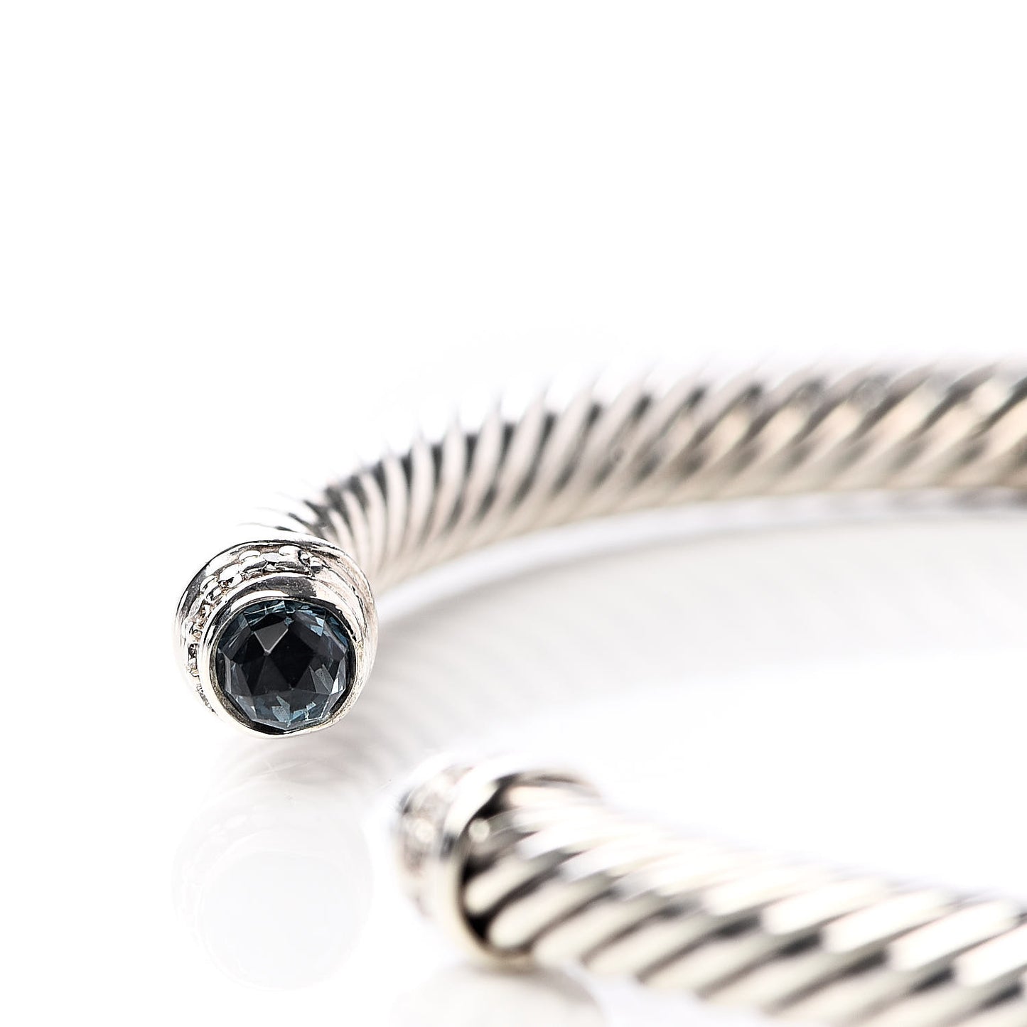 Sterling Silver Diamond Blue Topaz 5mm Cable Classics Bracelet
