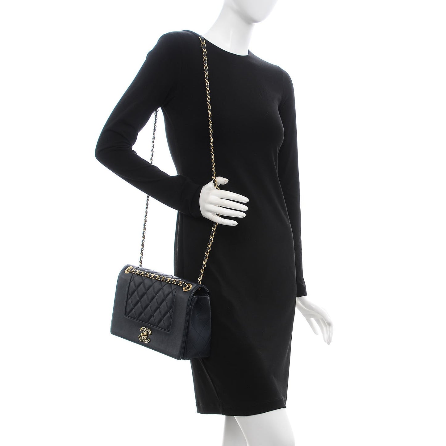 Sheepskin Quilted Vintage Mademoiselle Flap Navy