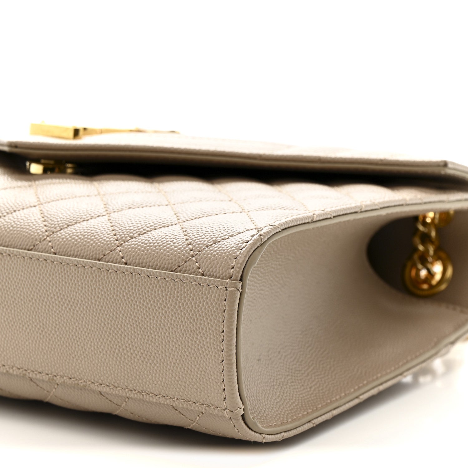 Saint Laurent Grain De Poudre Textured Mixed Matelasse Medium Triquilt Monogram Satchel Dark Beige 10 of 11