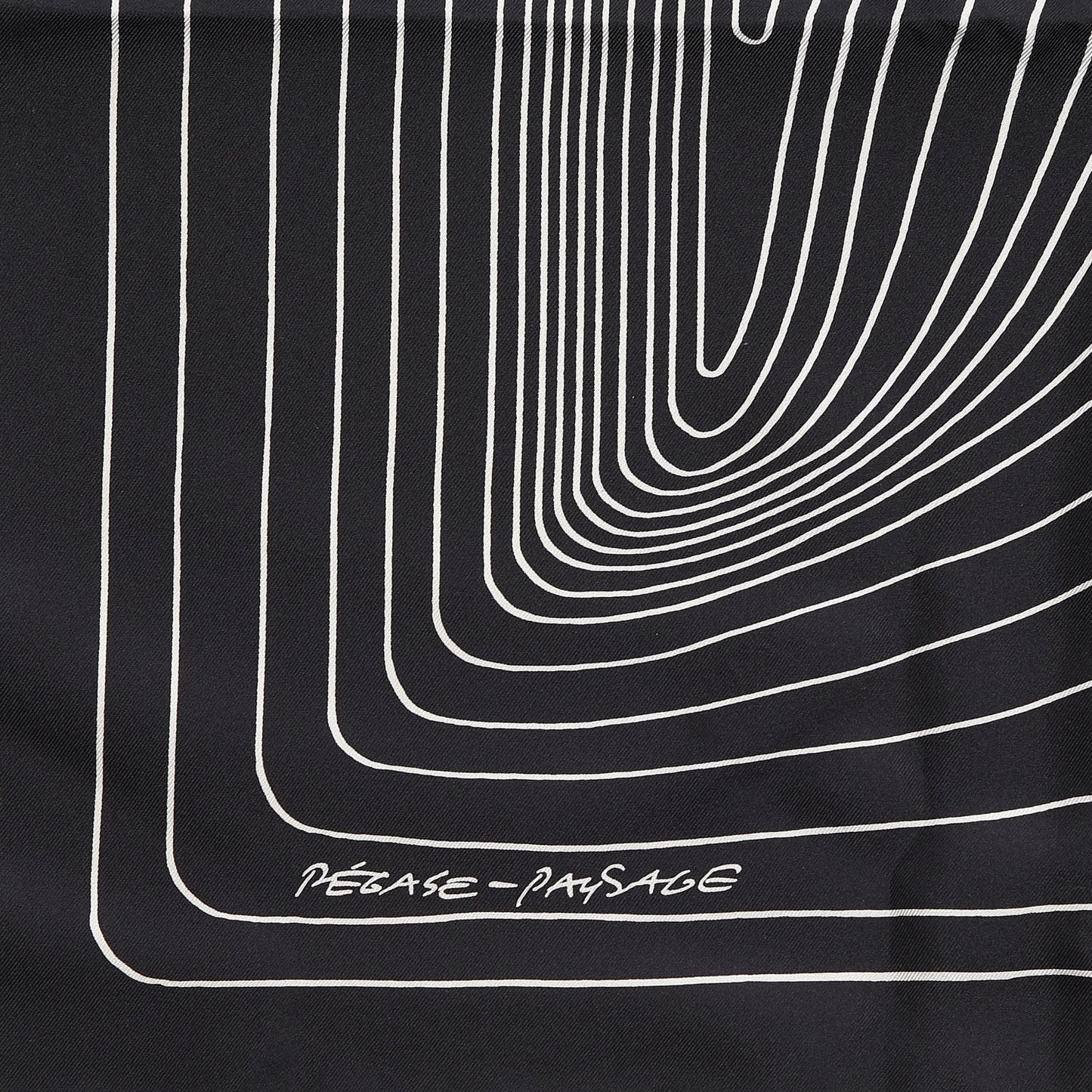 Silk Pegase Paysage Scarf 90 Black Beige