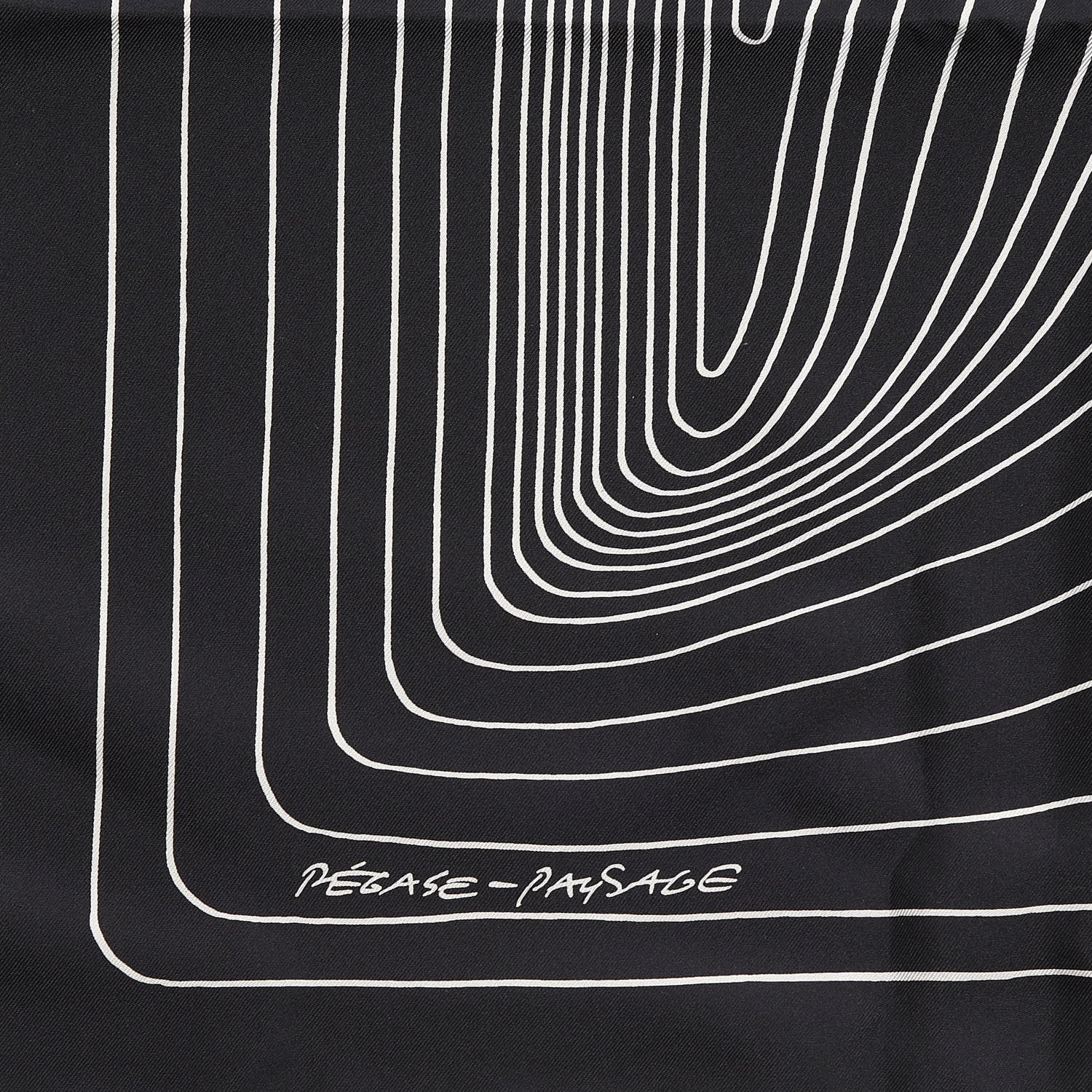 Hermes Silk Pegase Paysage Scarf 90 Black Beige 4 of 8