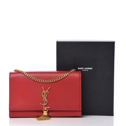 Saint Laurent Smooth Calfskin Medium Classic Monogram Kate Tassel Satchel New Red 16 of 16