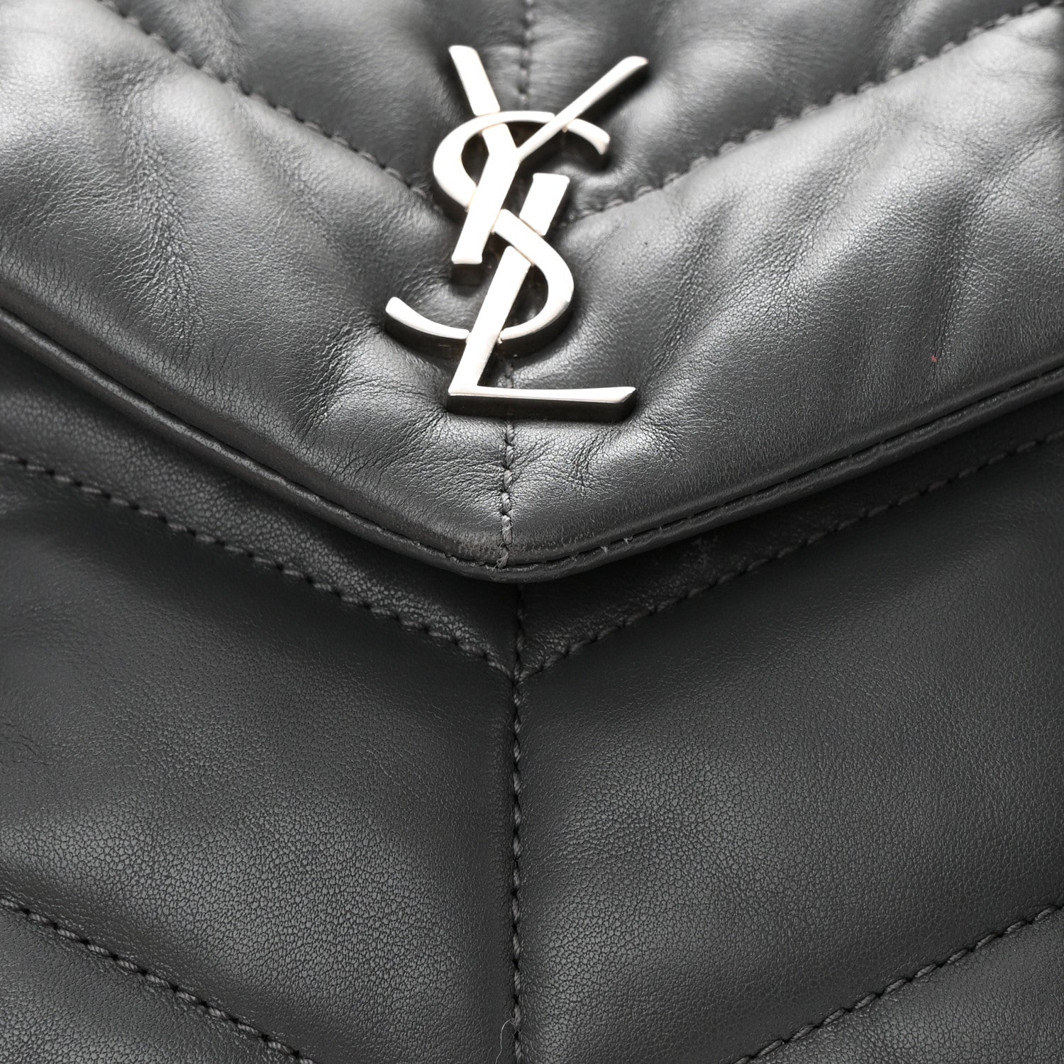 Saint Laurent Lambskin Quilted Mini Loulou Puffer Monogram Chain Satchel Storm 15 of 16