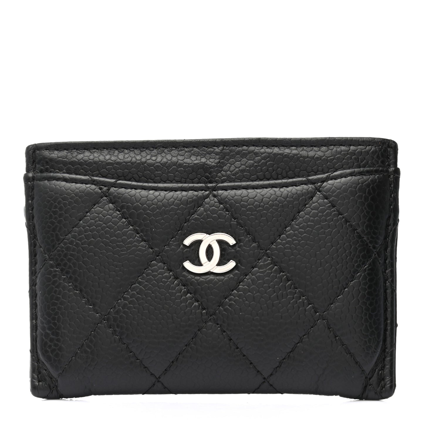 Caviar Quilted Card Holder Black