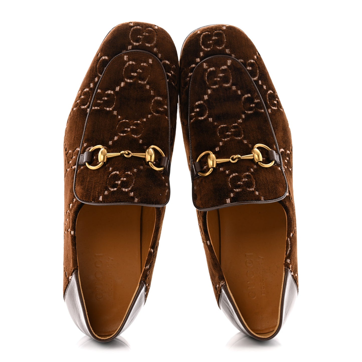 Velvet GG Monogram Goatskin Mens Horsebit Loafers 8.5 Brown Vintage Cocoa